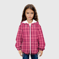 Куртка с капюшоном детская Розовая клетка классическая, цвет: 3D-белый — фото 2