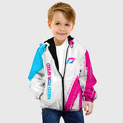 Куртка с капюшоном детская Need for Speed neon gradient style вертикально, цвет: 3D-черный — фото 2