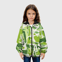 Куртка с капюшоном детская Белая и зеленая краска, цвет: 3D-черный — фото 2