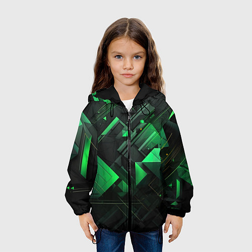 Детская куртка Абстрактная интерпретация зеленого / 3D-Черный – фото 3