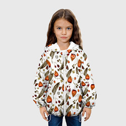 Куртка с капюшоном детская Перья и физалис, цвет: 3D-белый — фото 2