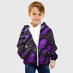 Куртка с капюшоном детская Фиолетовая текучая субстанция, цвет: 3D-белый — фото 2