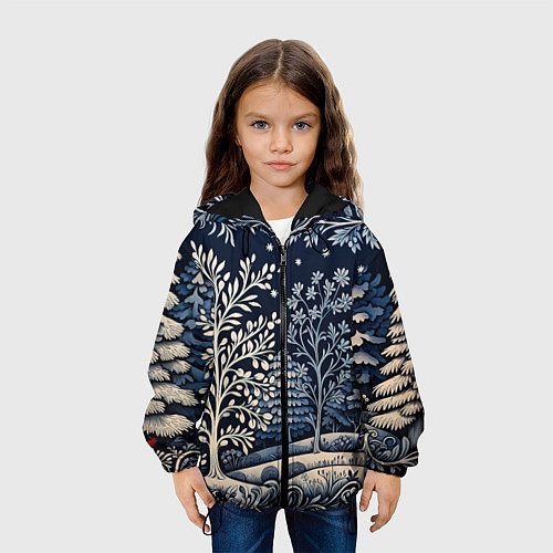 Детская куртка Ледяные узоры нового года / 3D-Черный – фото 3
