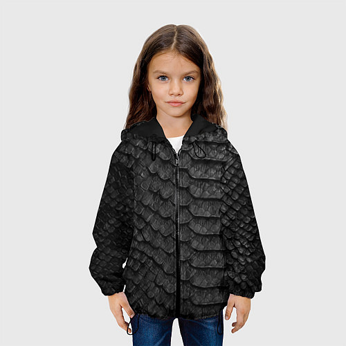 Детская куртка Черная кожа рептилии / 3D-Черный – фото 3