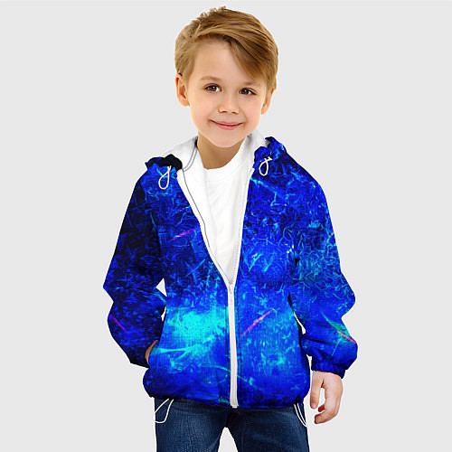 Детская куртка Синий лёд и снежинки / 3D-Белый – фото 4