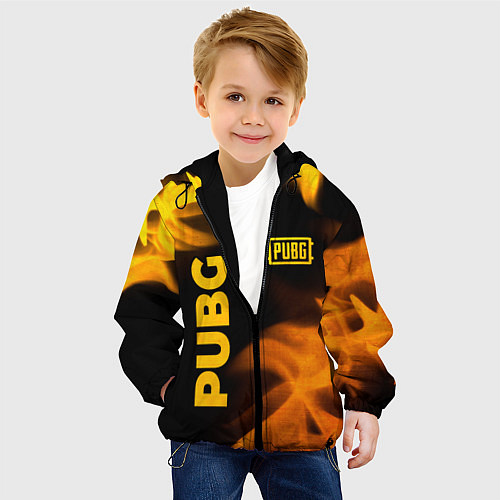 Детская куртка PUBG - gold fire gradient / 3D-Черный – фото 4