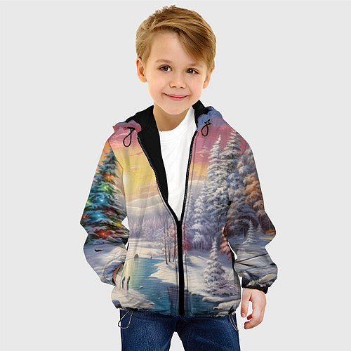 Детская куртка Сказочное сияние нового года / 3D-Черный – фото 4