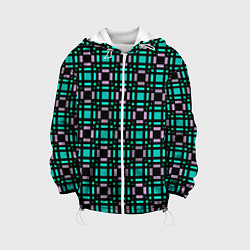 Детская куртка Зелено-сиреневый с черный клетчатый узор