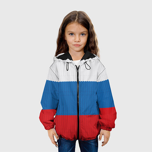 Детская куртка Вязаный российский флаг / 3D-Черный – фото 3