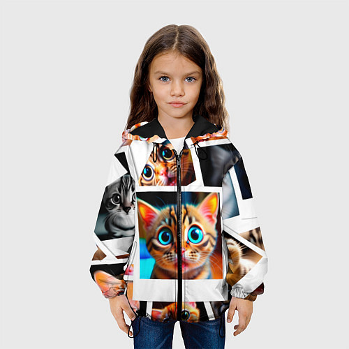 Детская куртка Котики фото / 3D-Черный – фото 3