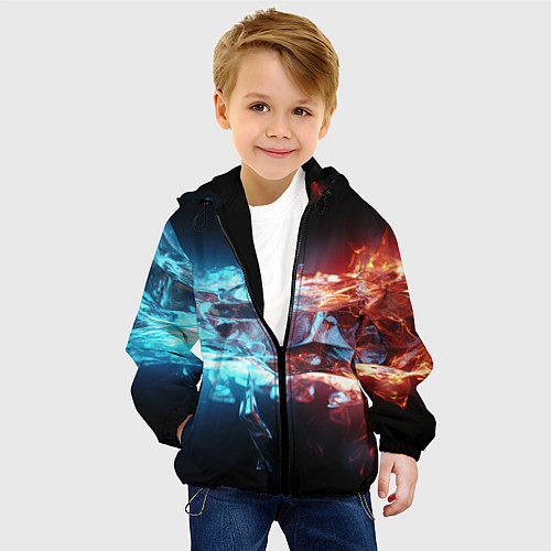 Детская куртка Лед и пламя абстракция / 3D-Черный – фото 4