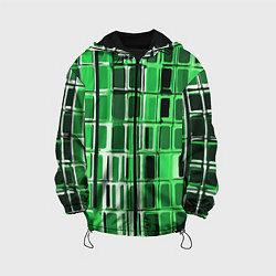 Куртка с капюшоном детская Зелёные прямоугольники, цвет: 3D-черный