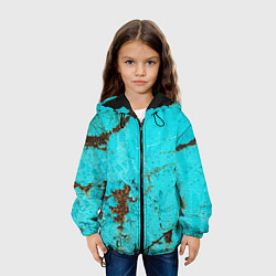 Куртка с капюшоном детская Текстура бирюзового металла со ржавчиной, цвет: 3D-черный — фото 2