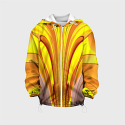 Куртка с капюшоном детская Вытянутые желтые полосы, цвет: 3D-белый