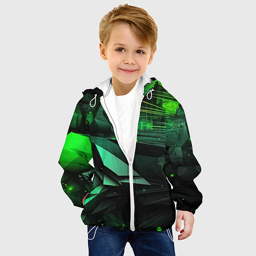 Детская куртка Мир абстрактной зелени / 3D-Белый – фото 4