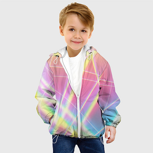 Детская куртка Хаотичные неоновые линии / 3D-Белый – фото 4