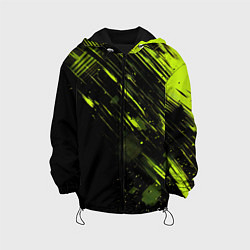 Куртка с капюшоном детская Зеленая краска на черном фоне, цвет: 3D-черный