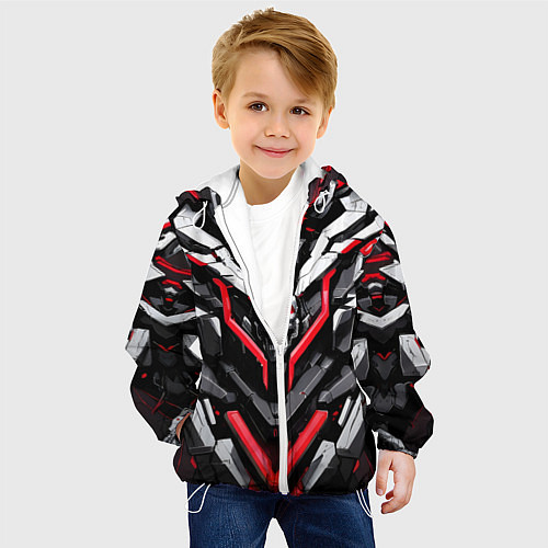 Детская куртка Красный скелетный киберпанк доспех / 3D-Белый – фото 4