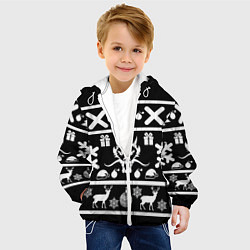 Куртка с капюшоном детская Новогодняя ёлка олень и дракон, цвет: 3D-белый — фото 2