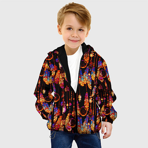 Детская куртка Ловцы снов с яркими перьями / 3D-Черный – фото 4