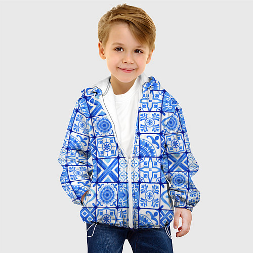 Детская куртка Голубая плитка из кухни / 3D-Белый – фото 4