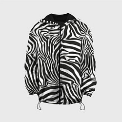 Куртка с капюшоном детская Шкура зебры черно - белая графика, цвет: 3D-черный