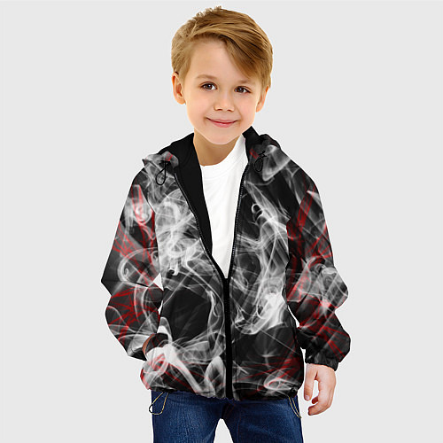 Детская куртка Серый дым узоры / 3D-Черный – фото 4
