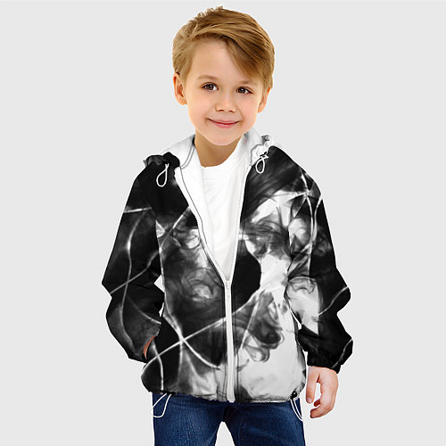 Детская куртка Черный дым и паттерны / 3D-Белый – фото 4