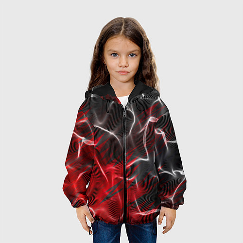 Детская куртка Дым и красные текстуры / 3D-Черный – фото 3