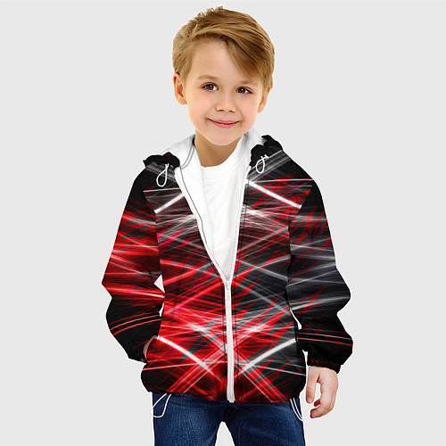 Детская куртка Красный лазер линии / 3D-Белый – фото 4