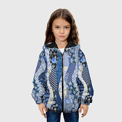 Куртка с капюшоном детская Лоскутные волны, цвет: 3D-черный — фото 2