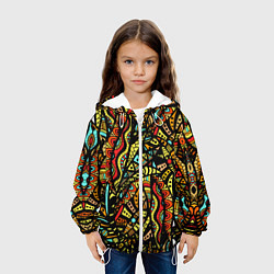 Куртка с капюшоном детская Африканская живопись, цвет: 3D-белый — фото 2