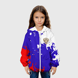 Куртка с капюшоном детская Российский герб на триколоре, цвет: 3D-белый — фото 2