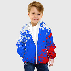 Куртка с капюшоном детская Флаг России - брызги, цвет: 3D-белый — фото 2