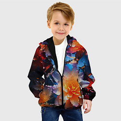 Куртка с капюшоном детская Мозаика крупные цветы, цвет: 3D-черный — фото 2