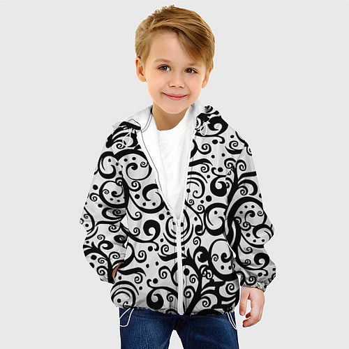 Детская куртка Чёрный кружевной узор / 3D-Белый – фото 4