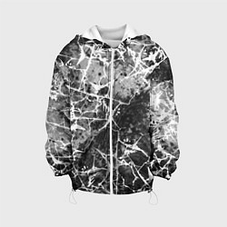 Куртка с капюшоном детская Абстракция - белые трещины на сером фоне, цвет: 3D-белый