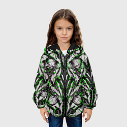 Куртка с капюшоном детская Зелёная кибернетическая броня, цвет: 3D-черный — фото 2