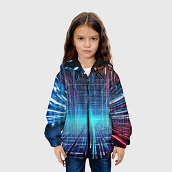 Куртка с капюшоном детская Киберпанк неоновый коридор, цвет: 3D-черный — фото 2