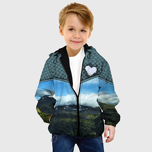 Детская куртка Облачные сердца / 3D-Черный – фото 4
