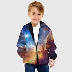 Куртка с капюшоном детская Оранжевая небула космос, цвет: 3D-черный — фото 2