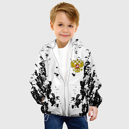 Детская куртка Герб РФ краски черные / 3D-Белый – фото 4