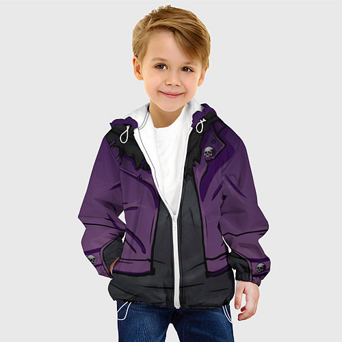 Детская куртка Фиолетовая косуха лича с черепами / 3D-Белый – фото 4