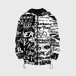 Куртка с капюшоном детская Логотипы лучших групп черно белый, цвет: 3D-черный