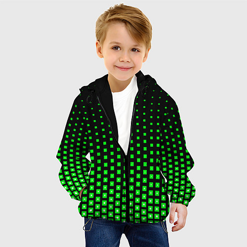 Детская куртка Зелёные квадраты / 3D-Черный – фото 4