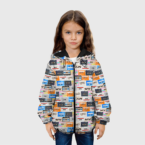 Детская куртка Ретро магнитофонные кассеты / 3D-Черный – фото 3