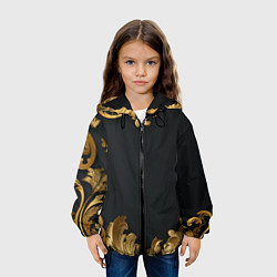 Куртка с капюшоном детская Золотистые узоры на черном, цвет: 3D-черный — фото 2