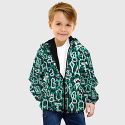 Куртка с капюшоном детская Символы каракули, цвет: 3D-черный — фото 2