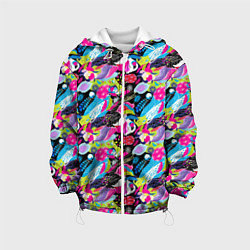 Куртка с капюшоном детская Цветочный листопад, цвет: 3D-белый