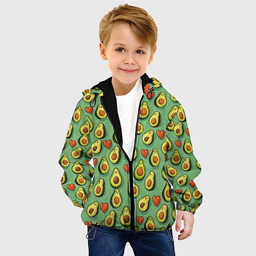 Детская куртка Авокадо и сердечки / 3D-Черный – фото 4